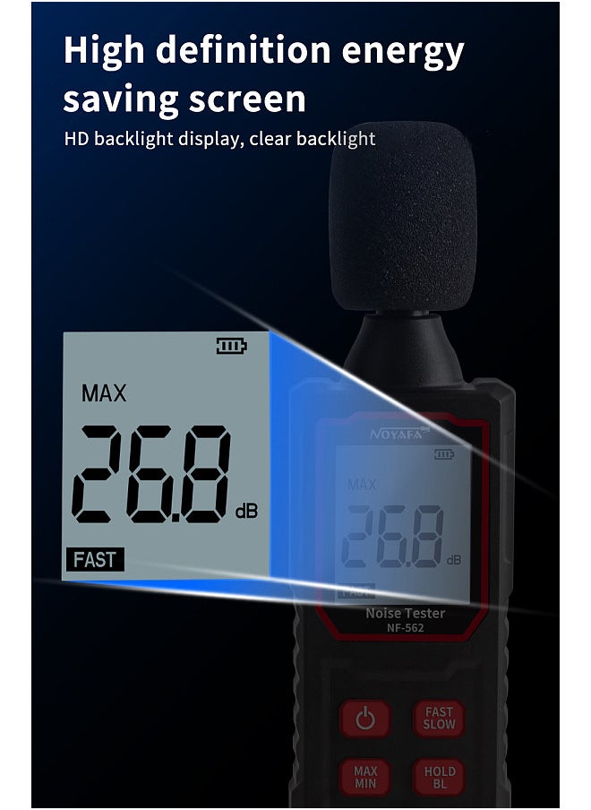 NF-562 High-precision Sound Level Meter Decibel Detector Handheld Noise Tester 30~130dB Noise Measuring Instrument