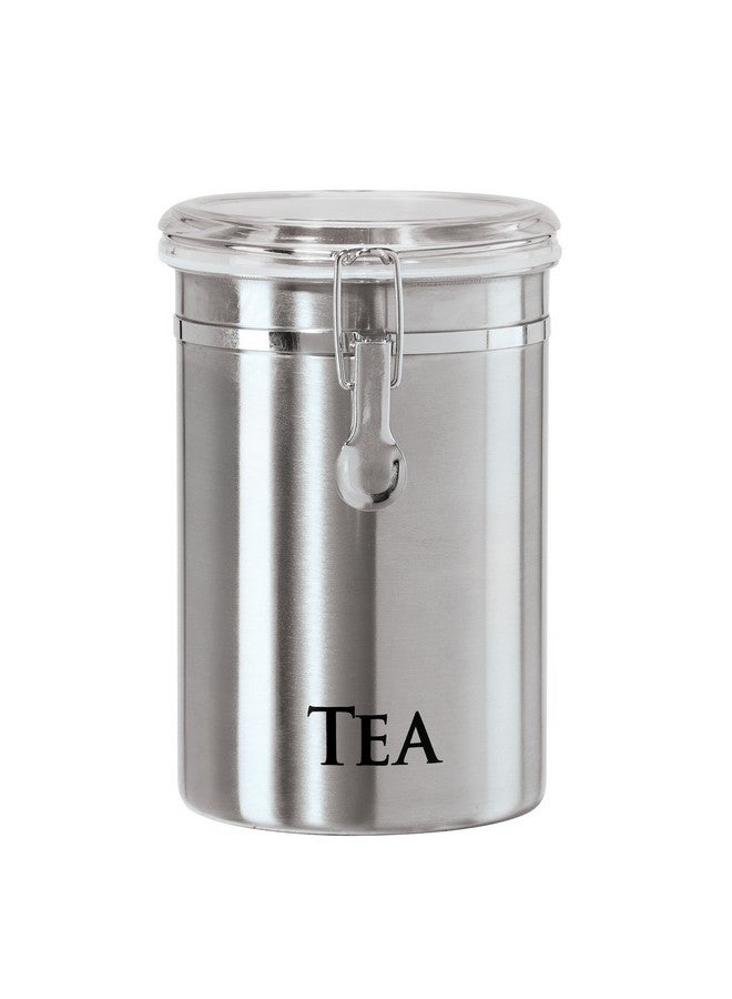 Oggi Stainless Steel Tea Canister 62 fl oz - Airtight Clamp Lid, Clear See-Thru Top - Ideal for Tea Bag, Loose Tea, Kitchen Storage, Pantry Storage. Large Size 5" x 7.5". - Image 1