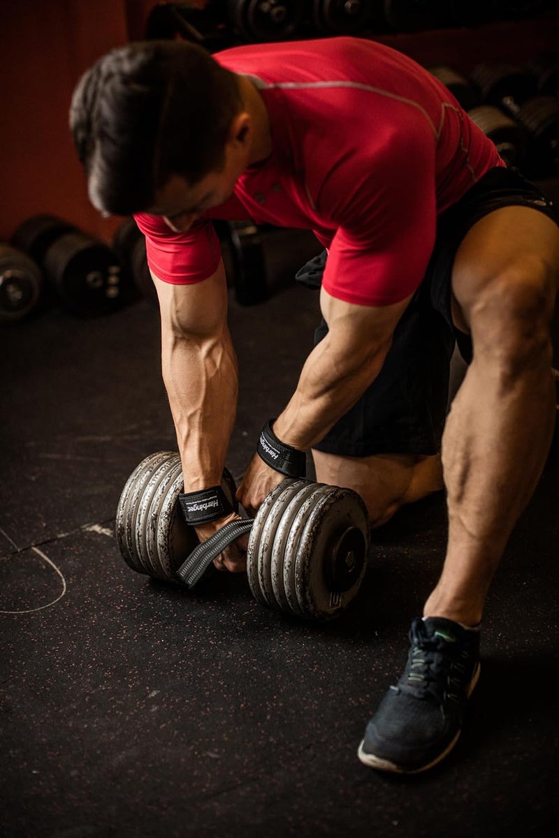 Harbinger أحزمة رفع نايلون كبيرة مع قبضة غير قابلة للانزلاق مع ديرا جريب (زوج) - Image 2