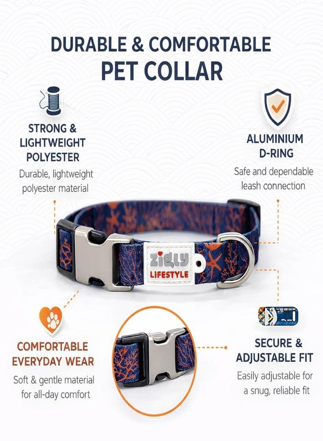 Zigly Lifestyle Tropical Blaze Adjustable Dog Collar for Medium Dogs | Durable Polyester Pet Collar with Secure Metal D-Ring | Comfortable Everyday Walking Collar for Daily Use | Medium - Image 2