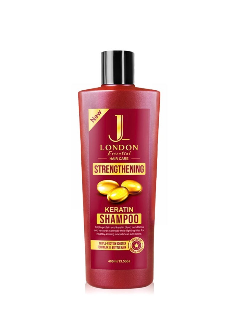 JAN LONDON JL Essential Hair Care - Strengthening Keratin Shampoo with Triple-Protein Booster for Weak and Brittle Hair 400ml  - Image 1