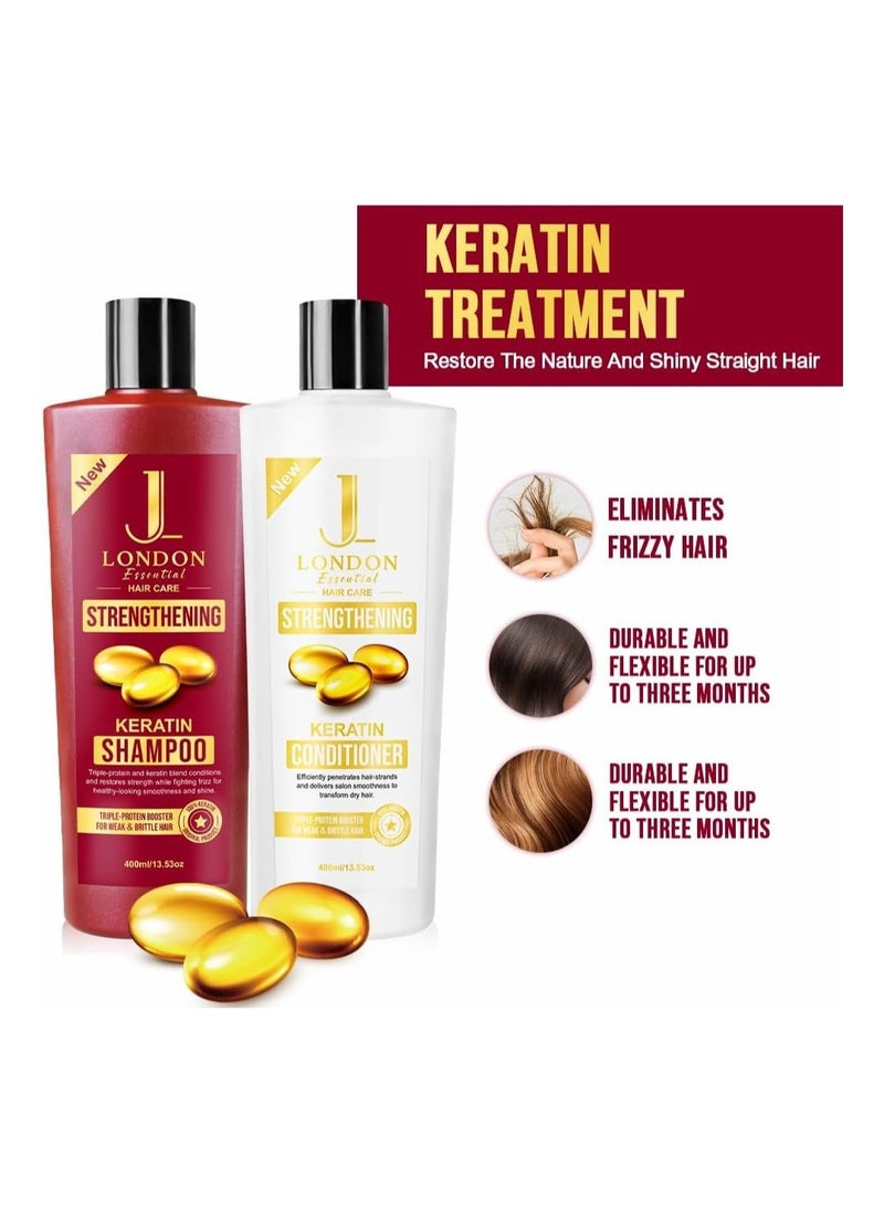 JAN LONDON JL Essential Hair Care - Strengthening Keratin Shampoo with Triple-Protein Booster for Weak and Brittle Hair 400ml  - Image 2