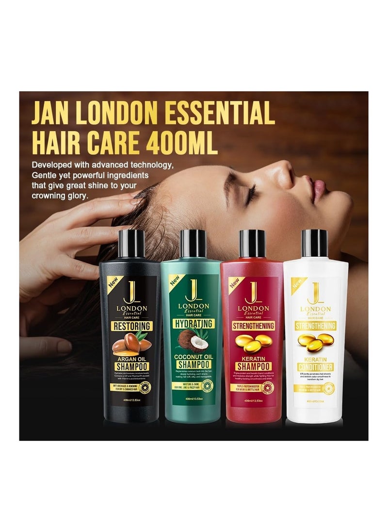 JAN LONDON JL Essential Hair Care - Strengthening Keratin Shampoo with Triple-Protein Booster for Weak and Brittle Hair 400ml  - Image 3