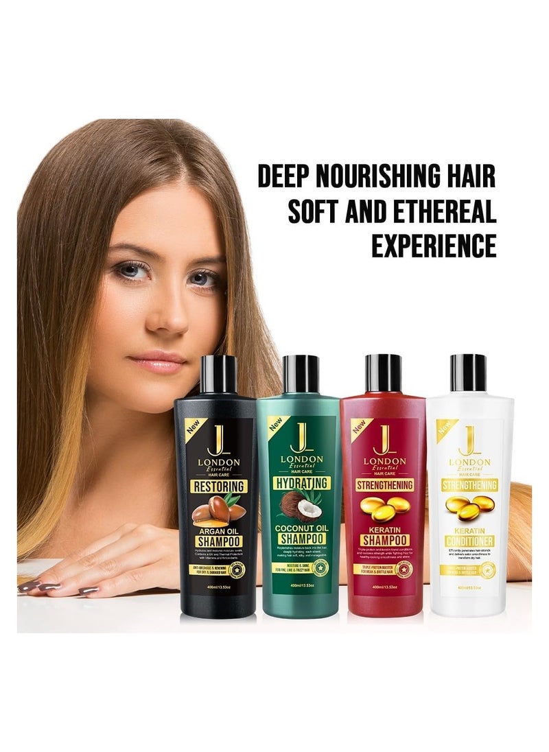 JAN LONDON JL Essential Hair Care - Strengthening Keratin Shampoo with Triple-Protein Booster for Weak and Brittle Hair 400ml  - Image 4