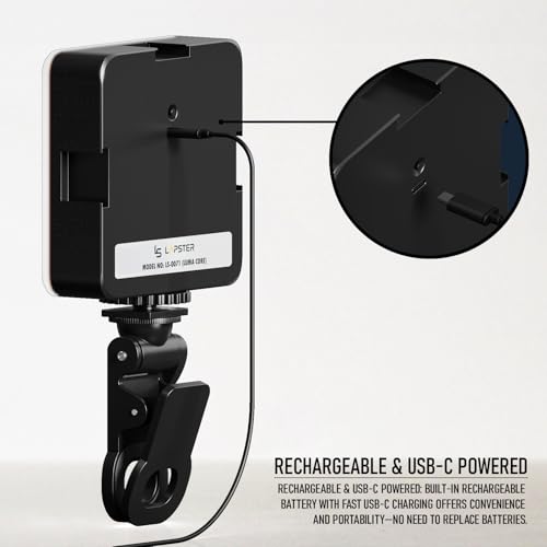 ls lapster Lapster Luma core LED Video Light for Video Shooting YouTube,Zoom Meeting, Photography Lighting with Clip Dimmable and Rechargeable for Camera Selfie Stick Tripod Laptop Cellphone and Other Gadgets - Image 3