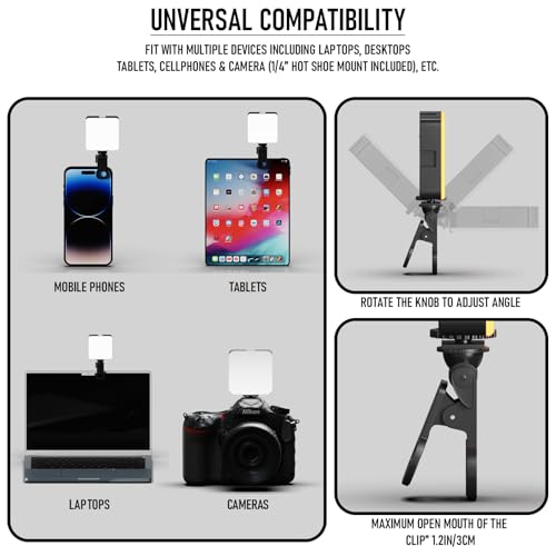 ls lapster Lapster Luma core LED Video Light for Video Shooting YouTube,Zoom Meeting, Photography Lighting with Clip Dimmable and Rechargeable for Camera Selfie Stick Tripod Laptop Cellphone and Other Gadgets - Image 5