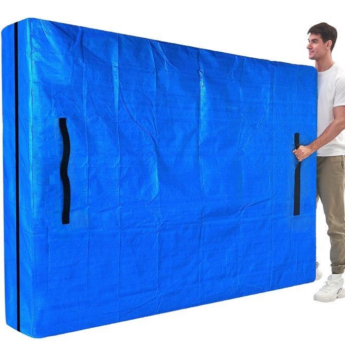 MATTRESS BAGS FOR MOVING MATTRESS PROTECTOR WATERPROOF MATTRESS COVER TWIN SIZE STORAGE BAGS WITH 8 HEAVYDUTY HANDLES AND ZIPPER FOR COLLEGE BED EXTRA THICK LARGE REUSABLE 77X42X15 BLUE