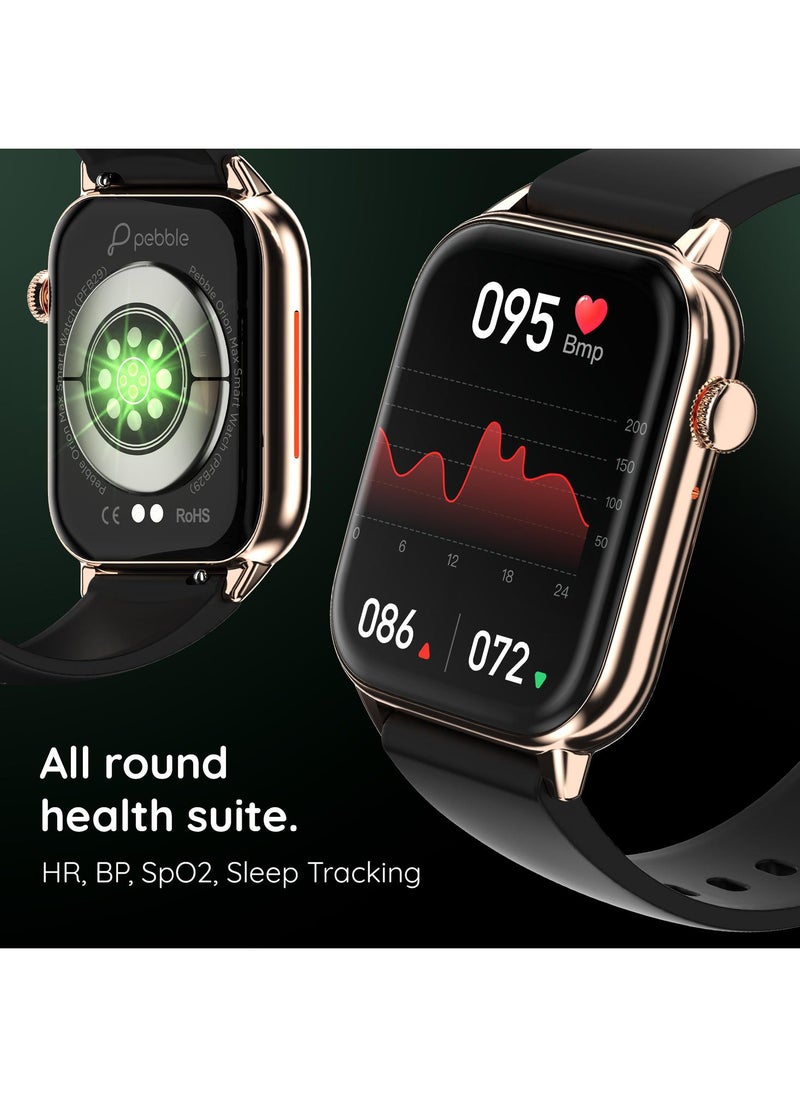 Pebble Orion Max 1.91" Smartwatch for Men and Women, High-Resolution Curved Display, Ultra-Thin Dial, Bluetooth Calling - Midnight Gold  - Image 4