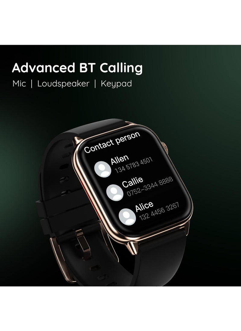 Pebble Orion Max 1.91" Smartwatch for Men and Women, High-Resolution Curved Display, Ultra-Thin Dial, Bluetooth Calling - Midnight Gold  - Image 3