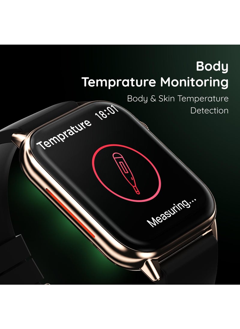 Pebble Orion Max 1.91" Smartwatch for Men and Women, High-Resolution Curved Display, Ultra-Thin Dial, Bluetooth Calling - Midnight Gold  - Image 5