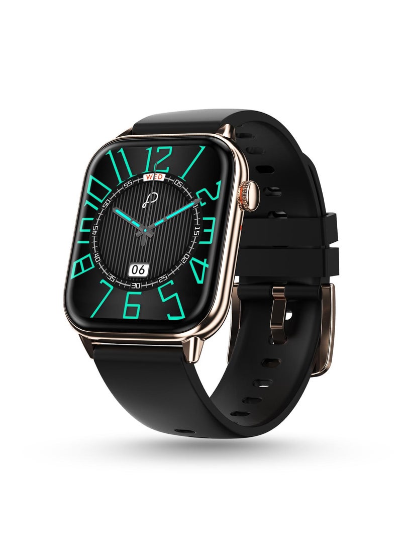 Pebble Orion Max 1.91" Smartwatch for Men and Women, High-Resolution Curved Display, Ultra-Thin Dial, Bluetooth Calling - Midnight Gold  - Image 1