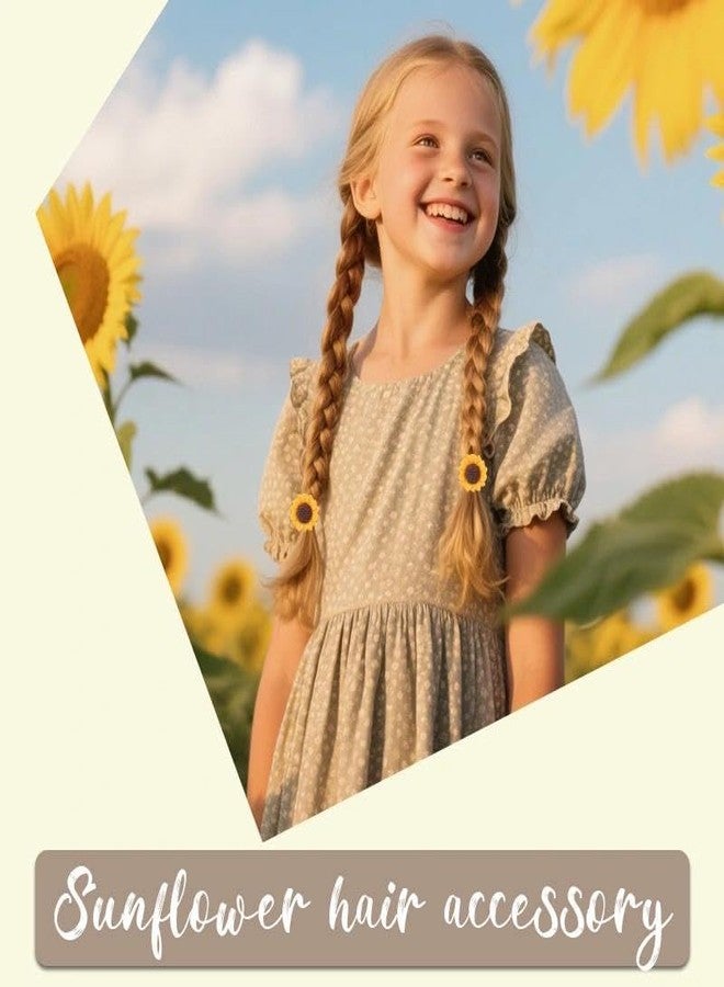 Guqqeuc 10 PCS Sunflower Hair Ties Daisy Flower Hair Ropes Elastics for Little Girls Yellow Floral Hair Ponytail Holder for Baby Toddler Kids Cute Elastic Hair Bands Summer Spring Hair Accessories - Image 4