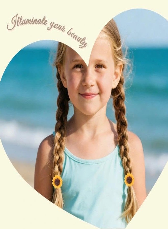Guqqeuc 10 PCS Sunflower Hair Ties Daisy Flower Hair Ropes Elastics for Little Girls Yellow Floral Hair Ponytail Holder for Baby Toddler Kids Cute Elastic Hair Bands Summer Spring Hair Accessories - Image 3