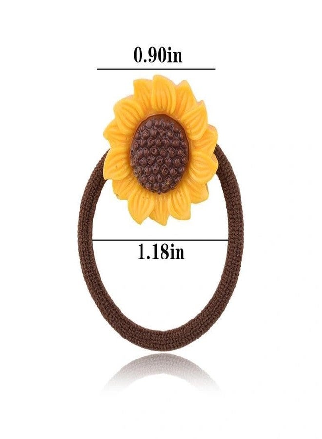 Guqqeuc 10 PCS Sunflower Hair Ties Daisy Flower Hair Ropes Elastics for Little Girls Yellow Floral Hair Ponytail Holder for Baby Toddler Kids Cute Elastic Hair Bands Summer Spring Hair Accessories - Image 2