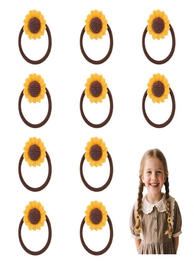 Guqqeuc 10 PCS Sunflower Hair Ties Daisy Flower Hair Ropes Elastics for Little Girls Yellow Floral Hair Ponytail Holder for Baby Toddler Kids Cute Elastic Hair Bands Summer Spring Hair Accessories - Image 1