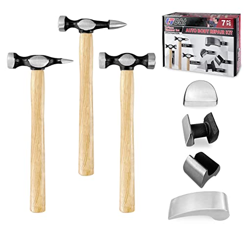 ct C&T Auto Body Repair Tool Kit,7 Piece,Car Body Repair Tool Kit, Carbon Steel Dolly and Hammer Dent Body Fender Tool Set - Image 1