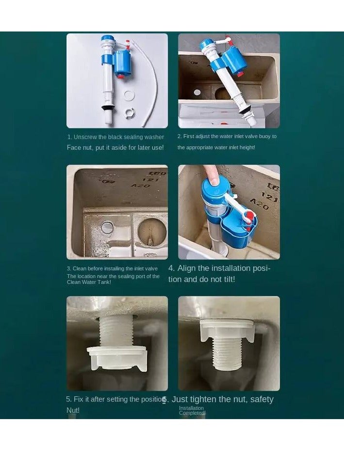 MAXTON Toilet Cistern Bottom Inlet Valve - Bathroom Toilet Water Tank Fittings, ABS Material -Adjustable Fill Valve for Bathroom, Silent Water Saving, Easy to Install for Bathroom - Long - Image 3