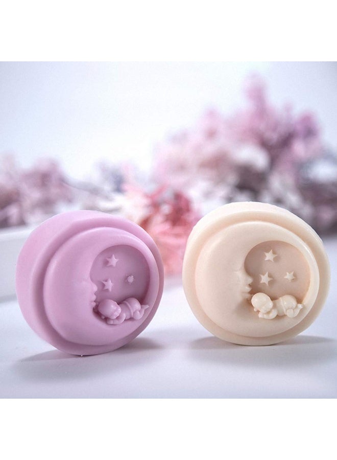 Moon Sleeping Baby And Stars Art Craft Silicone Mold For Handmade Soap Lotion Bar Bath Bomb - Image 3