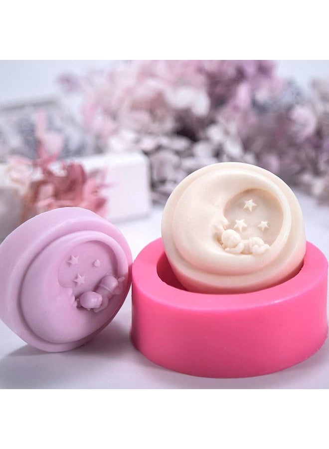 Moon Sleeping Baby And Stars Art Craft Silicone Mold For Handmade Soap Lotion Bar Bath Bomb - Image 5