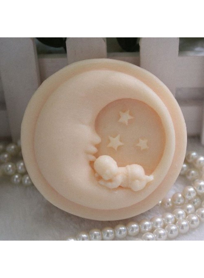 Moon Sleeping Baby And Stars Art Craft Silicone Mold For Handmade Soap Lotion Bar Bath Bomb - Image 2