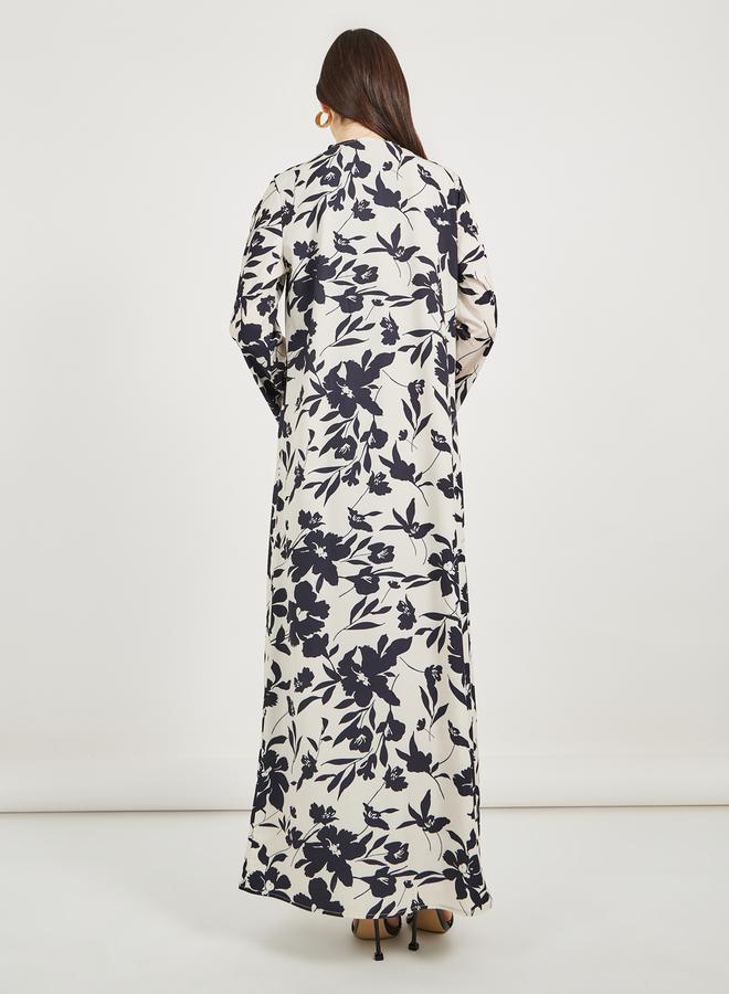 Styli All-Over Floral Print Regular Fit Maxi Kimono  - Image 5