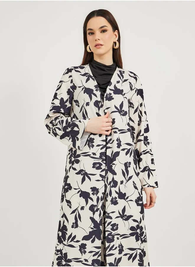 ستايلي All-Over Floral Print Regular Fit Maxi Kimono