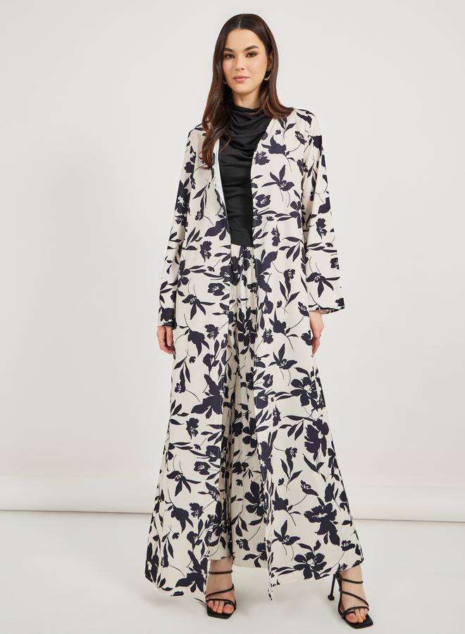 Styli All-Over Floral Print Regular Fit Maxi Kimono  - Image 2