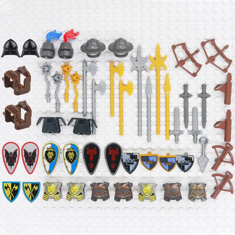 BroTex Knights People Accessories Building Block - Medieval Weapon Armor Swords Helmet Horse, Castle Knight Shield Spear, MOC Bricks Parts Toys Sets for Boys - Image 5