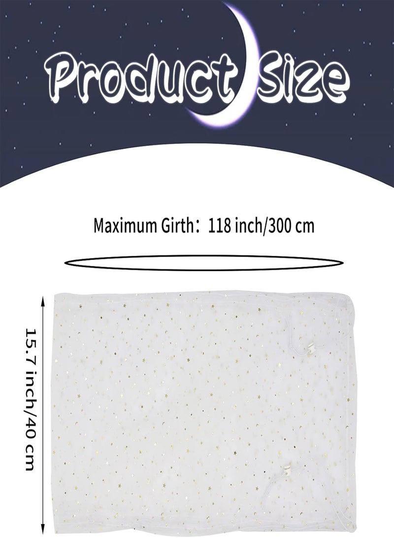 GGOOT Adjustable Bird Cage Cover,  Bird Cage Seed Catcher, Large Soft Nylon Mesh Net with Twinkle Moon Star, Birdcage Cover Skirt Seed Guard for Parrot Parakeet Macaw Round Square Cages (White) - Image 3