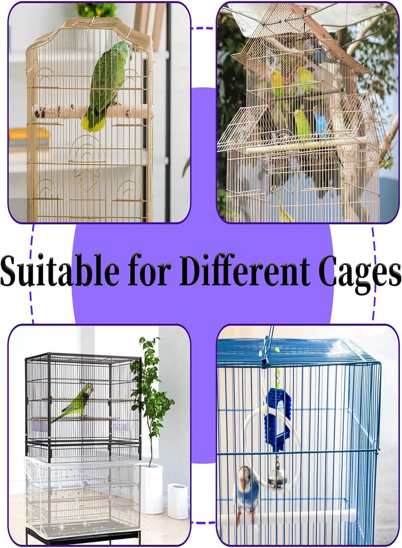 GGOOT Adjustable Bird Cage Cover,  Bird Cage Seed Catcher, Large Soft Nylon Mesh Net with Twinkle Moon Star, Birdcage Cover Skirt Seed Guard for Parrot Parakeet Macaw Round Square Cages (White) - Image 5
