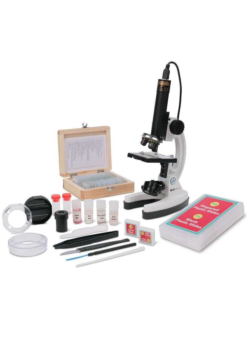 AmScope IQCREW M40PS25W Kids Premium 85 Piece Microscope Color Camera and Interactive Kids Software Kit with Professional 25Piece Prepared Slide Set  - Image 1