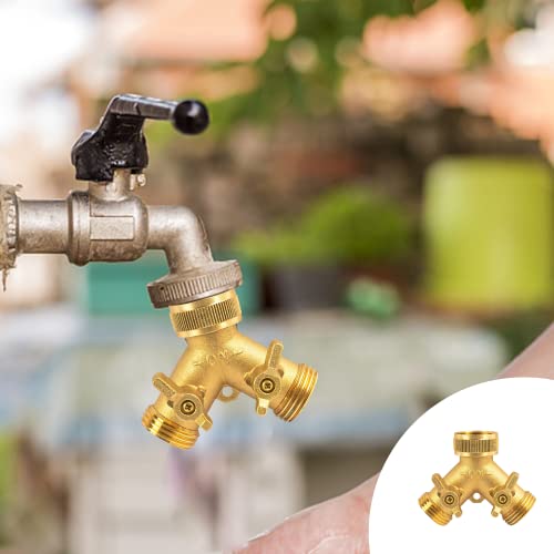 Hourleey Brass Garden Hose Splitter (2 Way), Solid Brass Hose Y Splitter 2 Valves with 2 Extra Rubber Washers (4 Pack) - Image 5