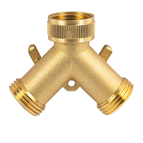 Hourleey Brass Garden Hose Splitter (2 Way), Solid Brass Hose Y Splitter 2 Valves with 2 Extra Rubber Washers (4 Pack) - Image 3
