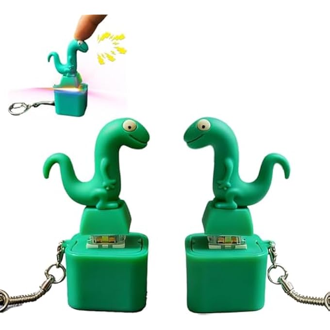 LULUMONIA Lizard Keychain Sound Fidget Toys,Rechargeable Lizard Anxiety Keychain Button with Colorful Light & Sound, Fun Toy, Adults Keyboard Clicker April Fools' Day Prank Gift(2PCS) - Image 1