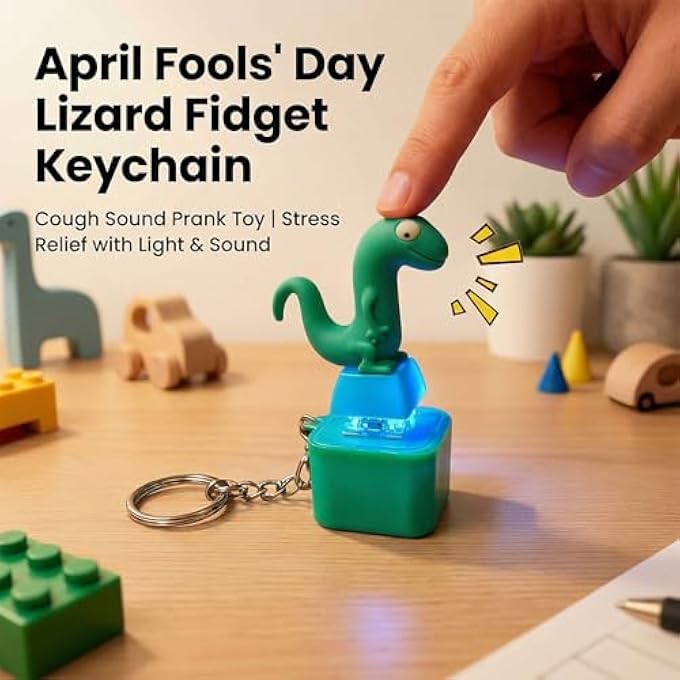 LULUMONIA Lizard Keychain Sound Fidget Toys,Rechargeable Lizard Anxiety Keychain Button with Colorful Light & Sound, Fun Toy, Adults Keyboard Clicker April Fools' Day Prank Gift(2PCS) - Image 2