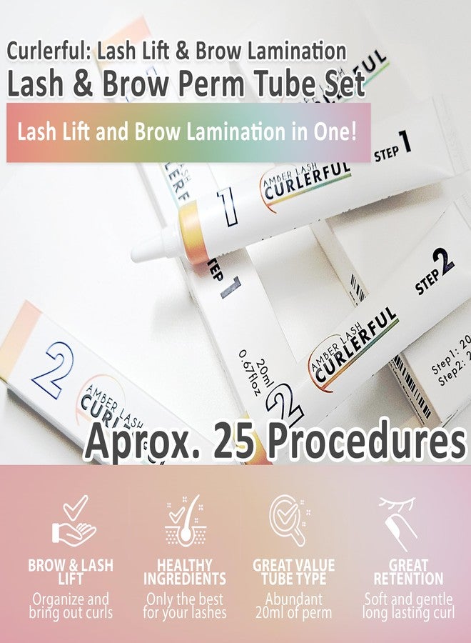 Amber Lash Curlerful, Brow Lamination Tube Set, For Professional Brow Perm, Step 1 & Step 2, 20 ml / 0.67 floz each - Image 2