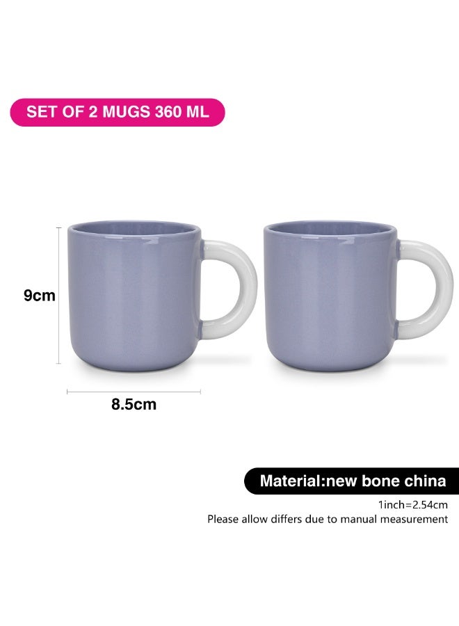 Fissman أكواب قهوة من قطعتين سعة 360 مل من البورسلين العظمي الجديد، أكواب شاي مطبوعة، كوب سيراميك بنفسجي للمشروبات الساخنة، لاتيه، كابتشينو، للاستخدام في المكتب أو المنزل - Image 3