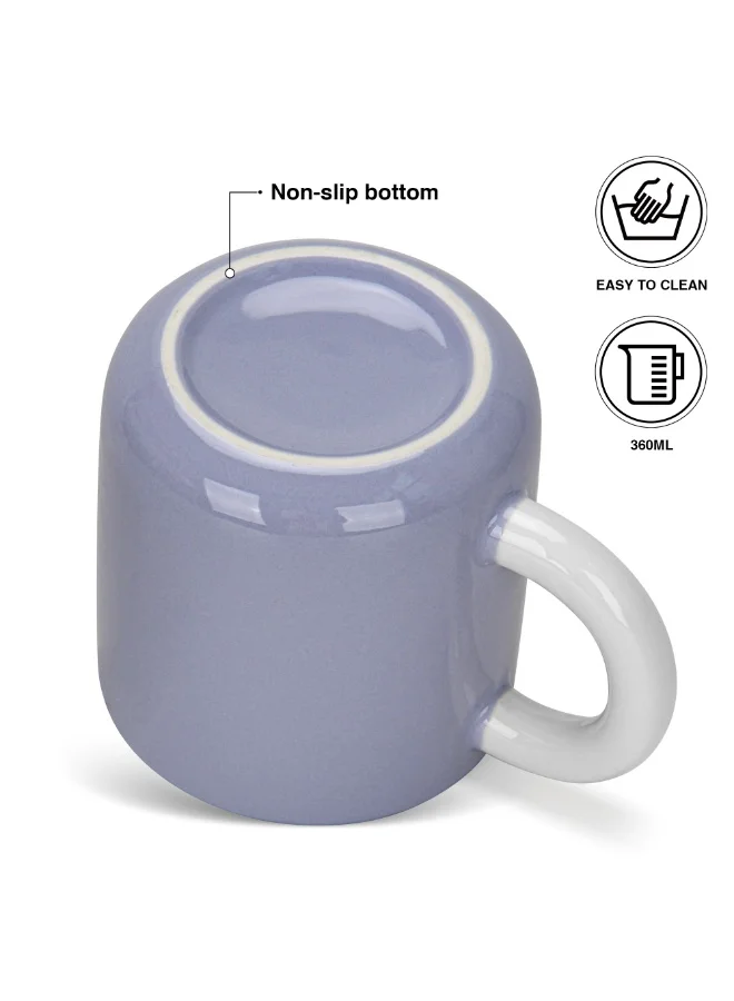 Fissman 2-Piece Coffee Mugs 360ml New Bone China Printed Tea Cups, Purple Ceramic Mug for Hot Drinks, Latte, Cappuccino, Office or Home Use