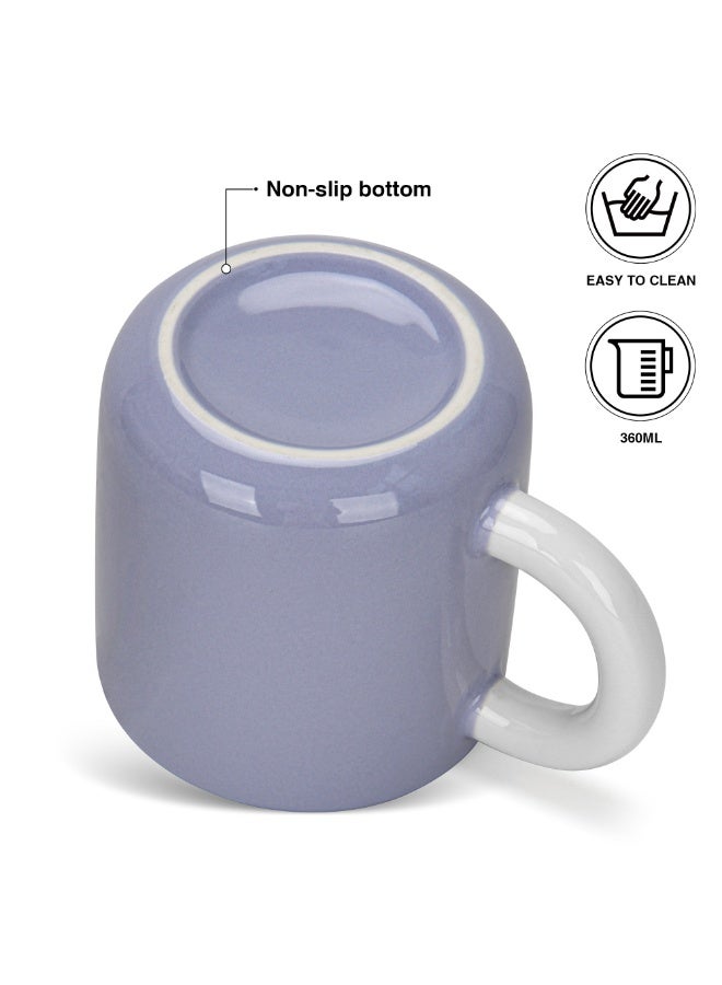 Fissman أكواب قهوة من قطعتين سعة 360 مل من البورسلين العظمي الجديد، أكواب شاي مطبوعة، كوب سيراميك بنفسجي للمشروبات الساخنة، لاتيه، كابتشينو، للاستخدام في المكتب أو المنزل - Image 2