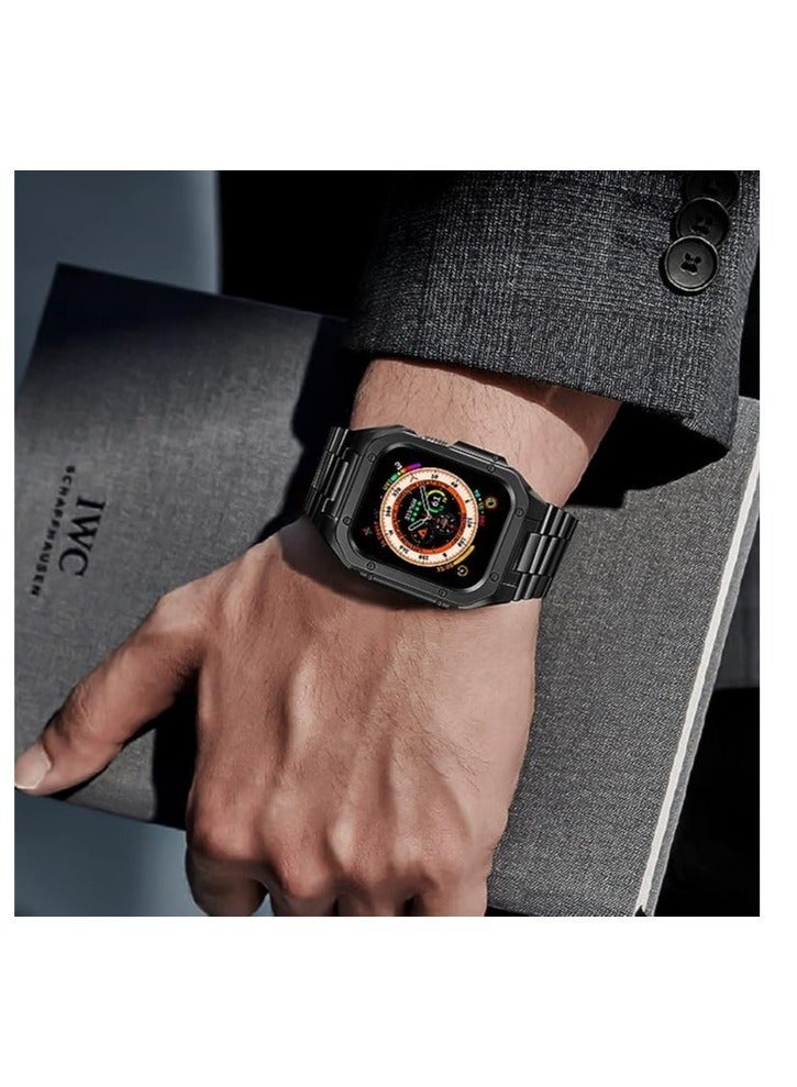 كيلا أحزمة ساعة Apple متوافقة 42 مم 44 مم 45 مم 46 مم 49 مم، سوار iWatch من الفولاذ المقاوم للصدأ مع حافظة لساعة Apple Watch Series 8/7/6/5/4/3/2/1/SE/SE2/Ultra - Image 5