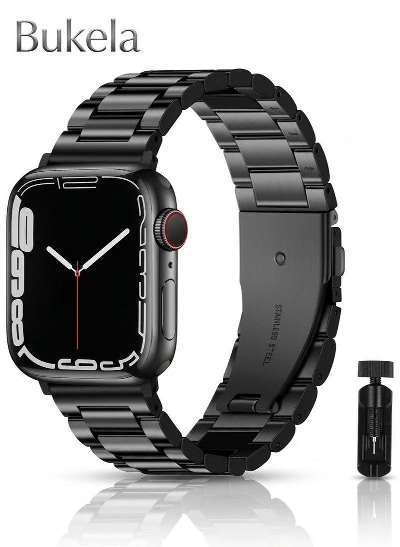 Bukela Compatible Apple Watch Straps 42mm 44mm 45mm 46mm 49mm, Stainless Steel iWatch Band with Case for Apple Watch Series 8/7/6/5/4/3/2/1/SE/SE2/Ultra - Image 1