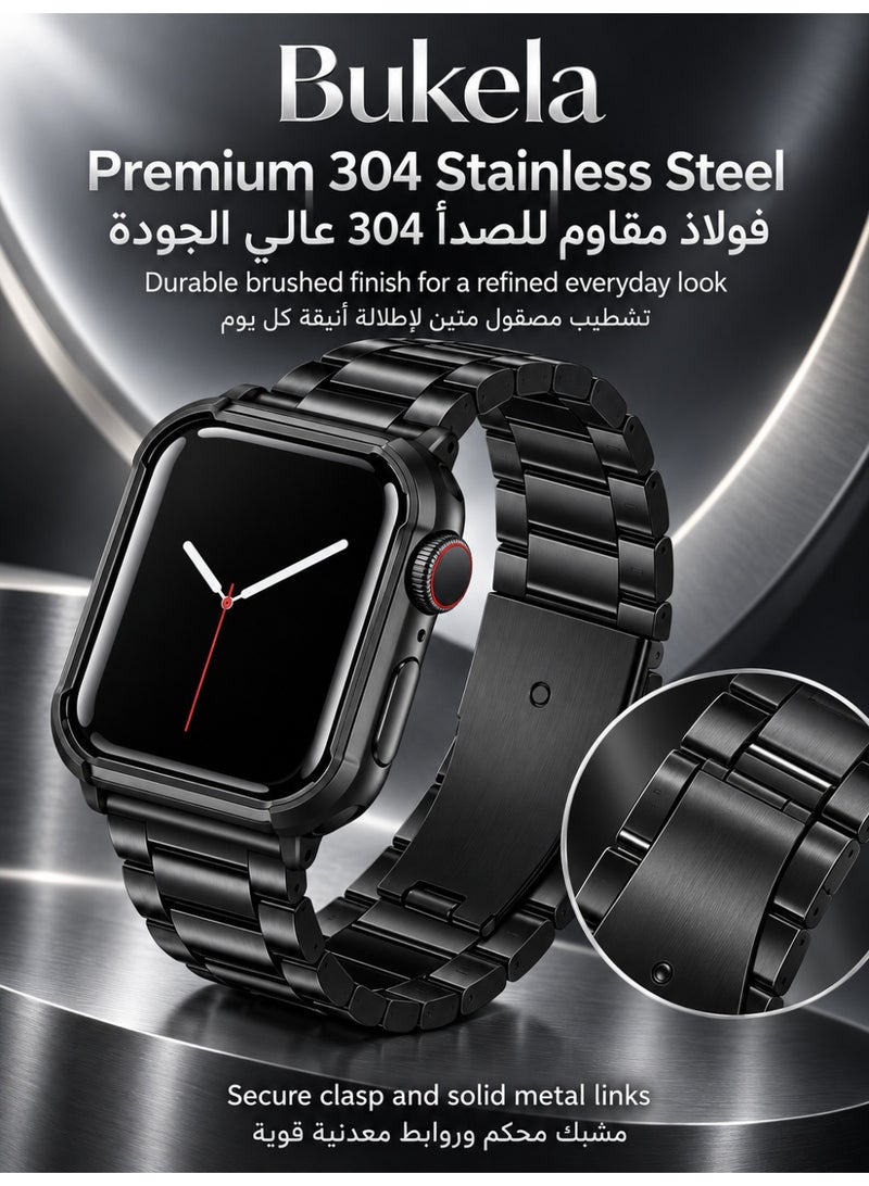 كيلا أحزمة ساعة Apple متوافقة 42 مم 44 مم 45 مم 46 مم 49 مم، سوار iWatch من الفولاذ المقاوم للصدأ مع حافظة لساعة Apple Watch Series 8/7/6/5/4/3/2/1/SE/SE2/Ultra - Image 2