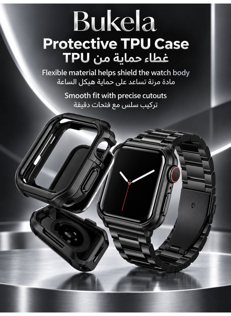 كيلا أحزمة ساعة Apple متوافقة 42 مم 44 مم 45 مم 46 مم 49 مم، سوار iWatch من الفولاذ المقاوم للصدأ مع حافظة لساعة Apple Watch Series 8/7/6/5/4/3/2/1/SE/SE2/Ultra - Image 4
