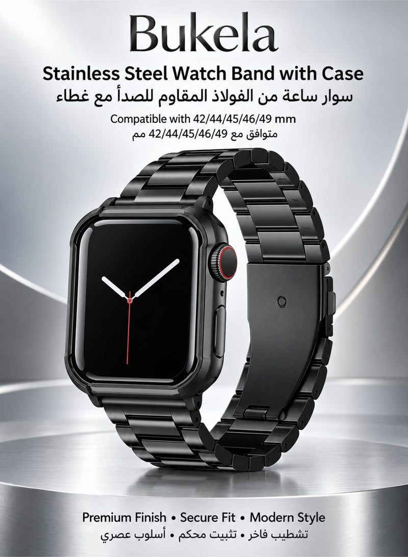 كيلا أحزمة ساعة Apple متوافقة 42 مم 44 مم 45 مم 46 مم 49 مم، سوار iWatch من الفولاذ المقاوم للصدأ مع حافظة لساعة Apple Watch Series 8/7/6/5/4/3/2/1/SE/SE2/Ultra - Image 1
