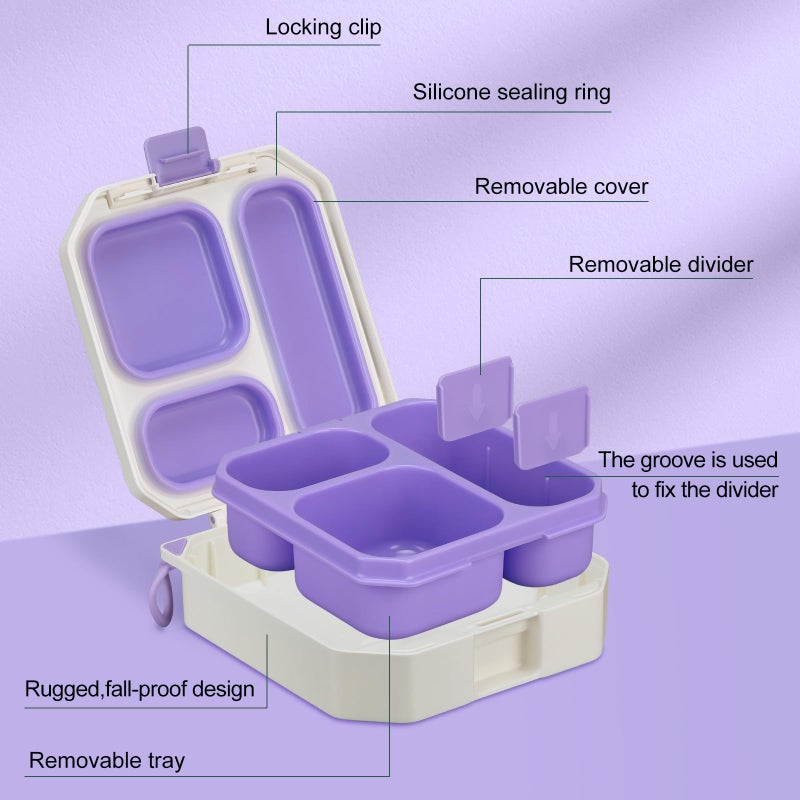 wiwens Bento Lunch Box for Kids with 12oz Soup Thermo Leak-Proof Lunch Food Container with 5 Compartment Thermo Hot Food Jar and Insulated Lunch Bag for Kid Toddler Girls Boys to School - Image 2