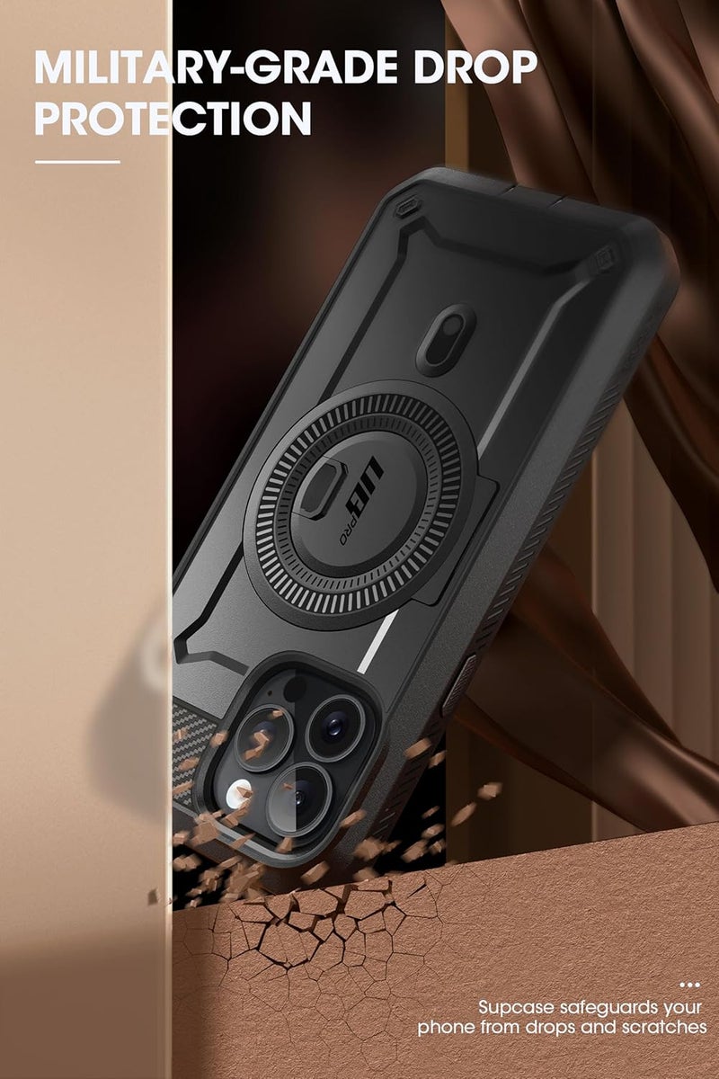 SupCase حافظة SUPCASE يونيكورن بيتل برو ماج لجهاز آيفون 15 برو ماكس 6.7 بوصة، متوافقة مع ماج سيف، حافظة قوية للجسم بالكامل مع واقي شاشة مدمج وحامل وملحق حزام (أسود) - Image 5