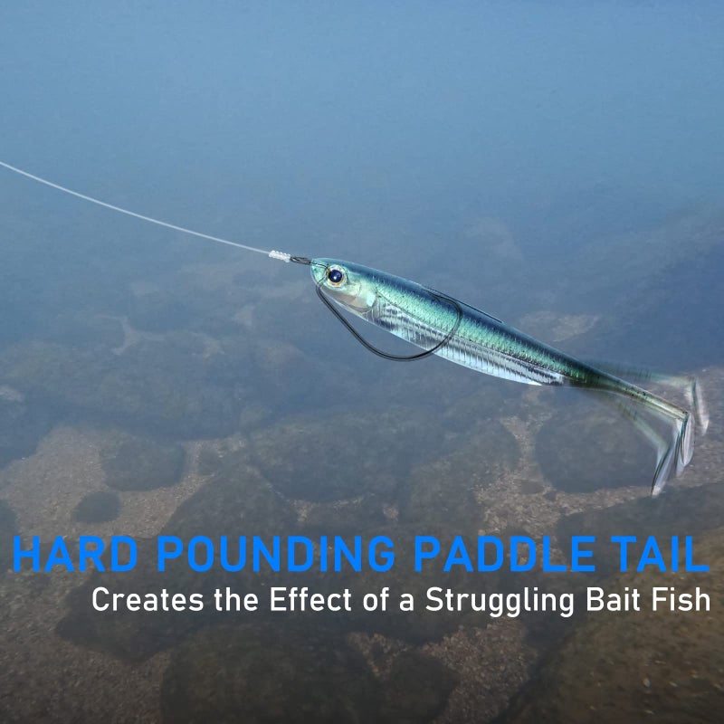 Dr.Fish Paddle Tail Swimbaits, Soft Fishing Lures for Bass Fishing, Freshwater Soft Plastic Baits Swim Shad Bait Minnow Lures Drop Shot 4.75 Inches Watermelon - Image 4