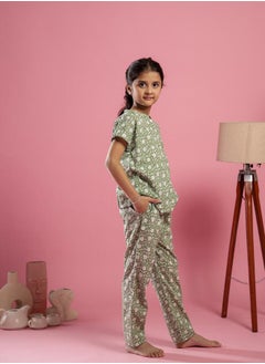 sanskrutihomes Printed Pure Cotton Notch Neck Top and Pyjama Set by Styli  - Image 3