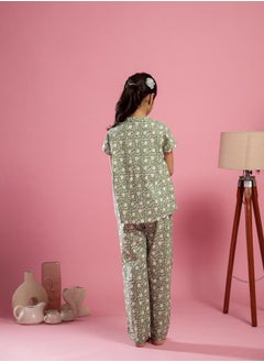 sanskrutihomes Printed Pure Cotton Notch Neck Top and Pyjama Set by Styli  - Image 4