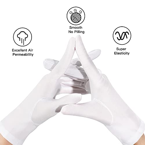 Lansian Womens White Gloves Short Satin Stretchy Gloves Wrist Length Dancing Bridal Gown for 1920s Wedding Opera Party Adult Size - Image 3